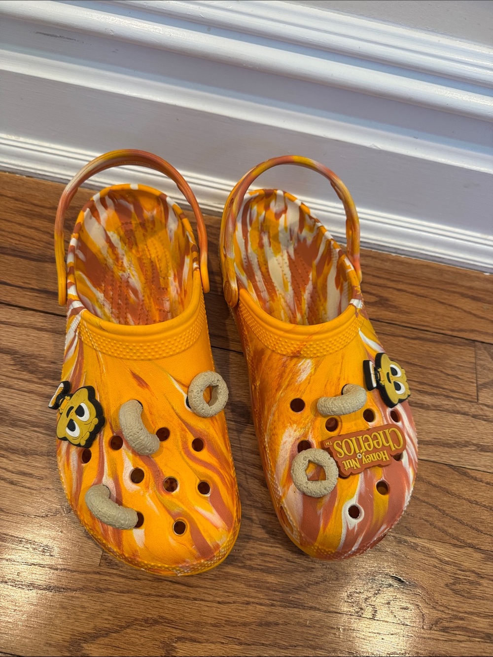 CROCS Orange Swirl Adult Unisex Clog Sandals with Cereal Charms